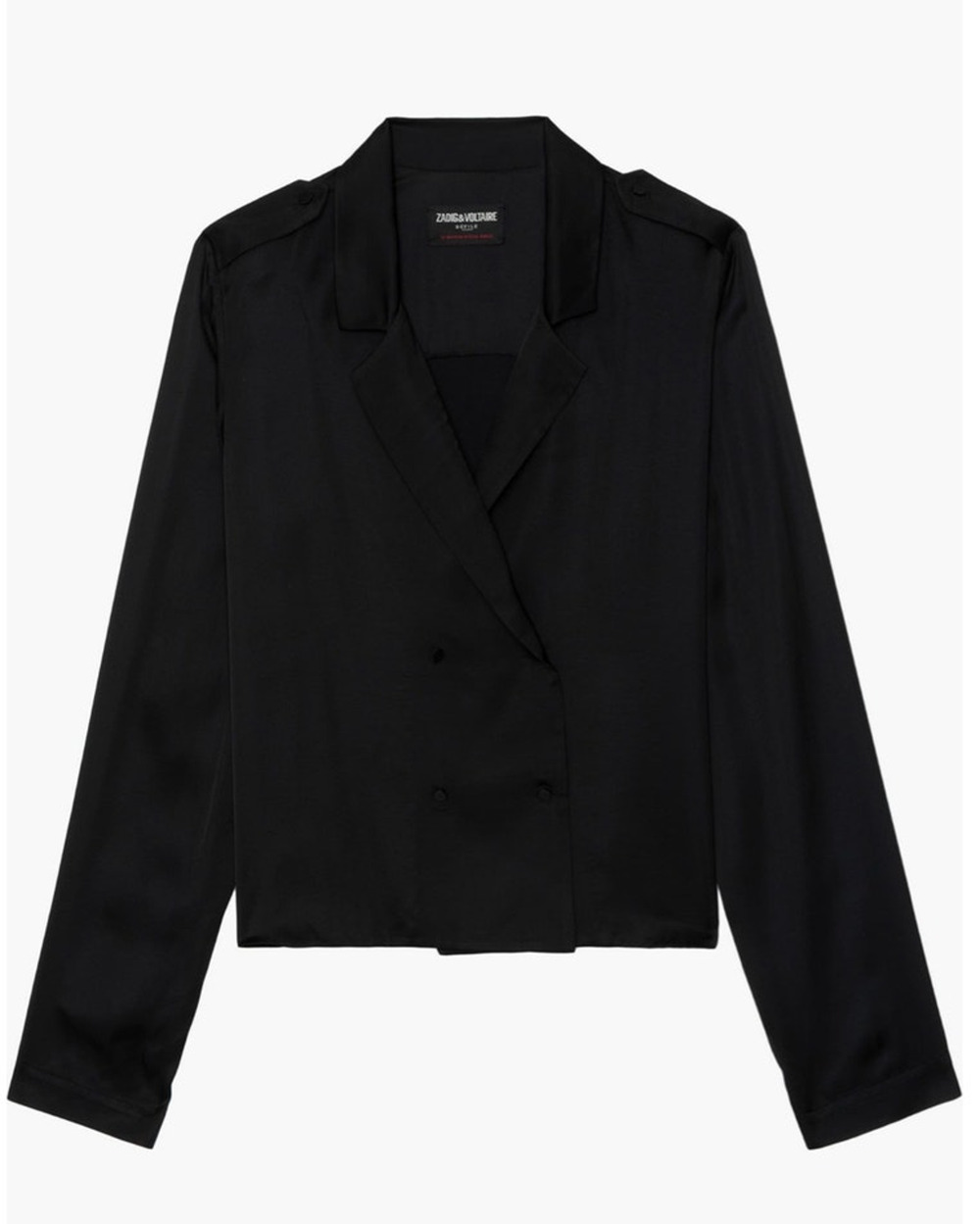NWT: Zadig & Voltaire Tussi Black Satin Double Breasted Top